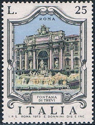 FUENTES CÉLEBRES. FONTANA DE TREVI EN ROMA. Y&T Nº 1159