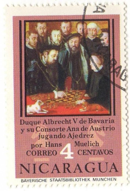 Duque Albrecht V de Bavaria y su consorte Ana de Austria jugando Ajedrez