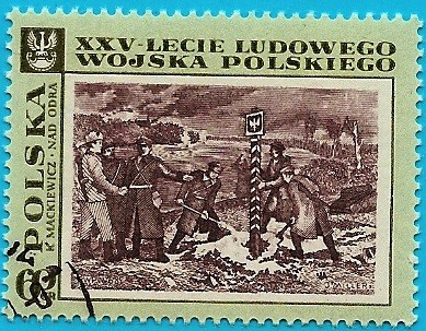 25 Aniv. del ejército popular polaco  - en el Oder obra de K. Mackiewicz