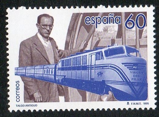 3348- Tren Talgo. Centenario del nacimiento de Alejandro Goicoechea, su inventor. Talgo antiguo y re