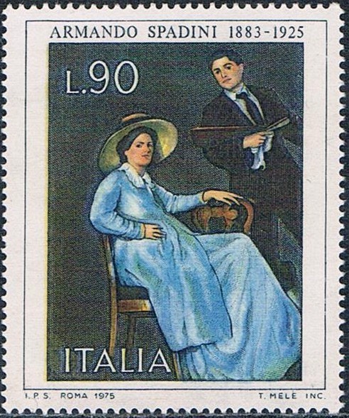 50º ANIV. DE LA MUERTE DEL PINTOR ARMANDO SPADINI. AUTORRETRATO CON SU ESPOSA. Y&T Nº 1230