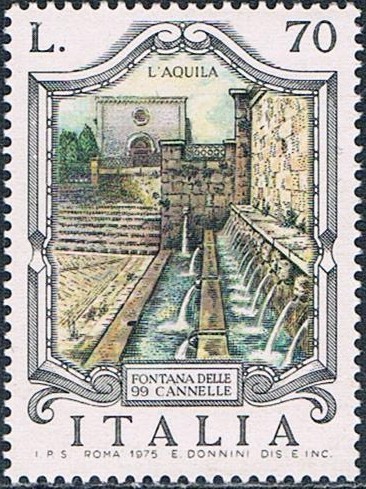 FUENTES CÉLEBRES. FONTANA DE LOS 99 CAÑOS, L'AQUILA. Y&T Nº 1237