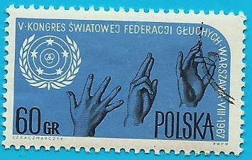 V congreso asociación de sordomudos Varsovia - lenguaje de signos y emblema