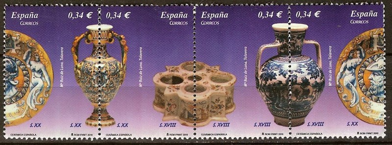 Ceramica española del Mu.Ruiz de la Luna Talavera(plato,ánfora,tintero y cántaro del s.XVIII-XX)