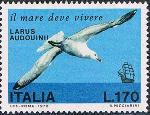 SALVAGUARDA DEL MAR. FAUNA MARITIMA DEL MEDITERRÁNEO EN VIAS DE EXTINCIÓN. LARUS ANDOUNINII. Y&T Nº 