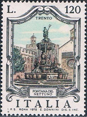 FUENTES CÉLEBRES. FONTANA DE NEPTUNO, EN TRENTO. Y&T Nº 1360
