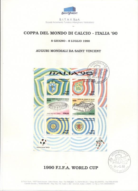 COPPA DEL MONDO DI  CALCIO – ITALIA ‘ 90