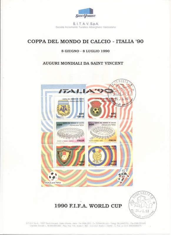 COPPA DEL MONDO DI  CALCIO –ITALIA ‘ 90