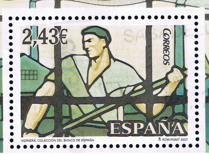 Edifil  SH 4359 A  Vidireras.  Una de las vidrieras del Banco de España, realizada en 1932 por la Ca