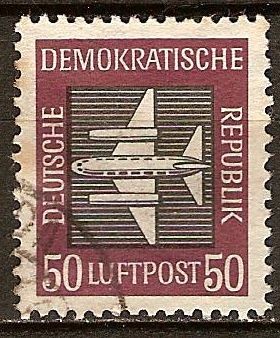 Correo aereo-por vía aérea,avión (DDR).