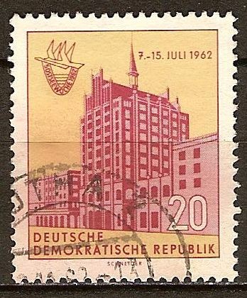 Casa en Rostock, la semana Báltico Logo 7-15 de julio 1962 (DDR).
