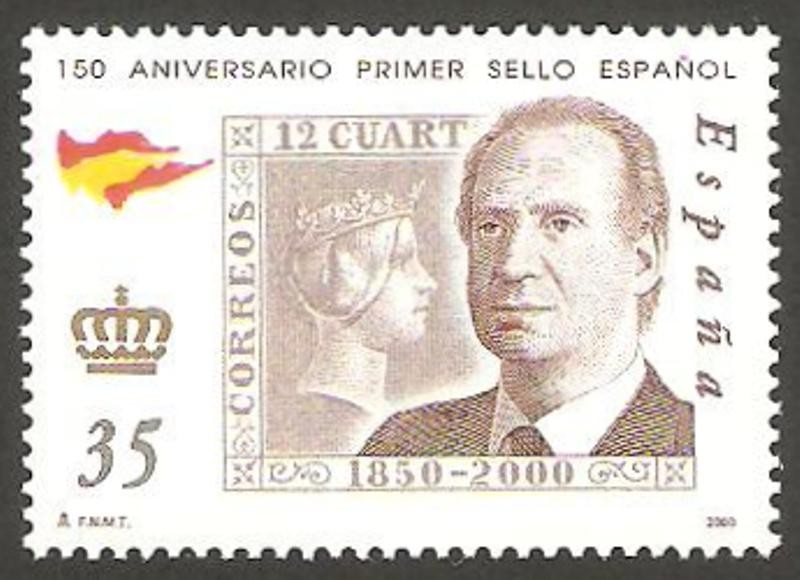 3687 - 150 anivº del primer sello español, Juan Carlos I