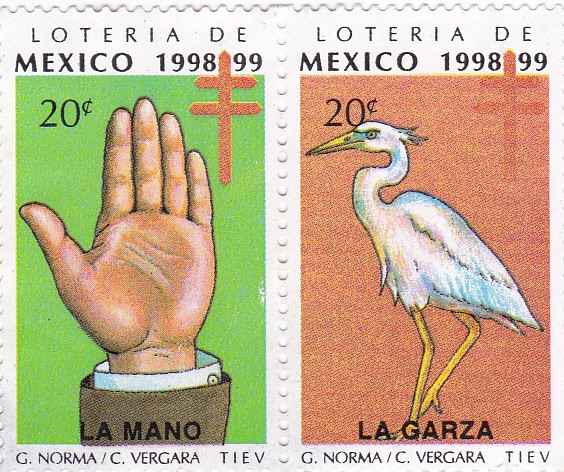 Loteria de Mexico 1998-99 -LA MANO Y LA GARZA