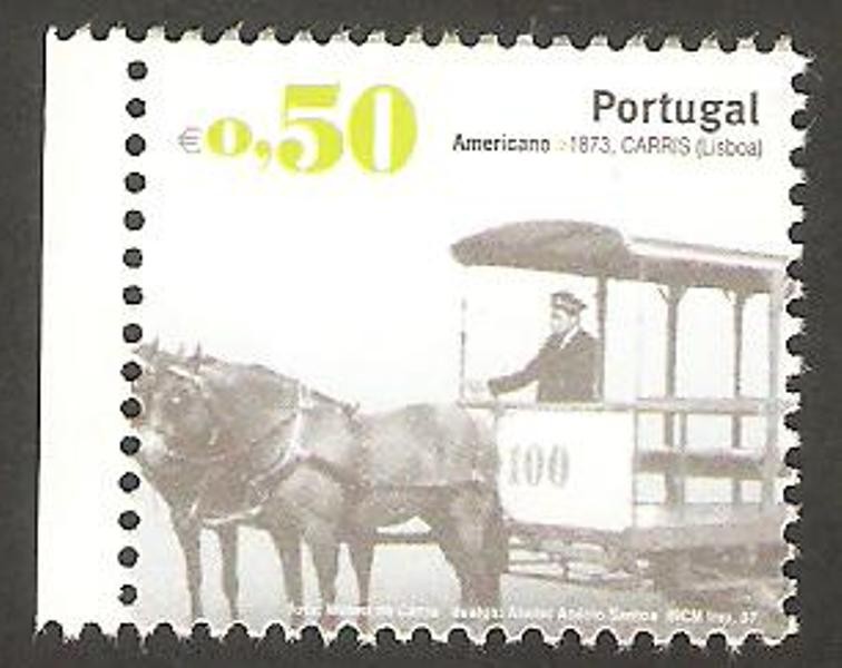 3128 - Transporte público, Americano, vehículo tirado por 2 caballos