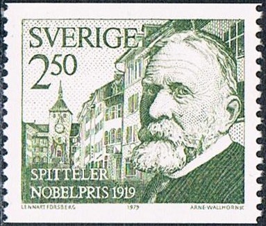 LAUREADOS CON EL PREMIO NOBEL EN 1919. CARL SPITTELER, LITERATURA. Y&T Nº 1077