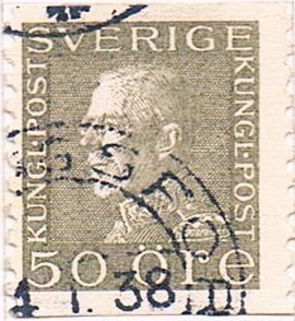 GUSTAVO V DENT. 10 VERT 1920-24 Y&T Nº 141