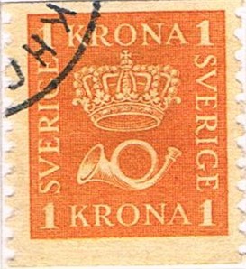 CORNETA DE POSTAS Y CORONA. DENT 10 VERT 1920-24 Y&T Nº 145