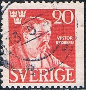 CINCUENTENARIO DE LA MUERTE DEL POETA VIKTOR RYDBERG. DENT. A 3 LADOS. Y&T Nº 315a