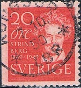 CENT. DEL NACIMIENTO DEL AUTOR DRAMÁTICO AUGUSTE STRINDBERG. DENTADO A 3 LADOS Y&T Nº 347a