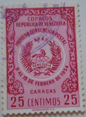 PRIMERA CONVENCION POSTA 9 AL 15 DE FEBRERO DE 1954 CARACAS