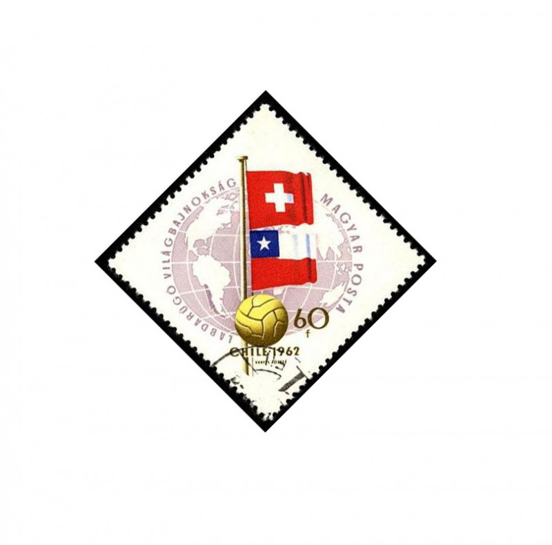Mundial futbol Chile 1962 banderas de Suiza y Chile.