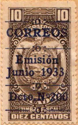 1933 Sobreimpreso en Azul