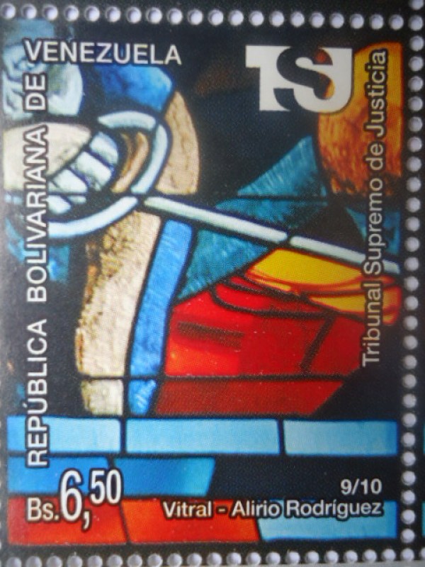 TRIBUNAL SUPREMO DE JUSTICIA-Vitral de la Justicia-Serie de 10 Sellos-Autor;Alirio Rodriguez(9de10)