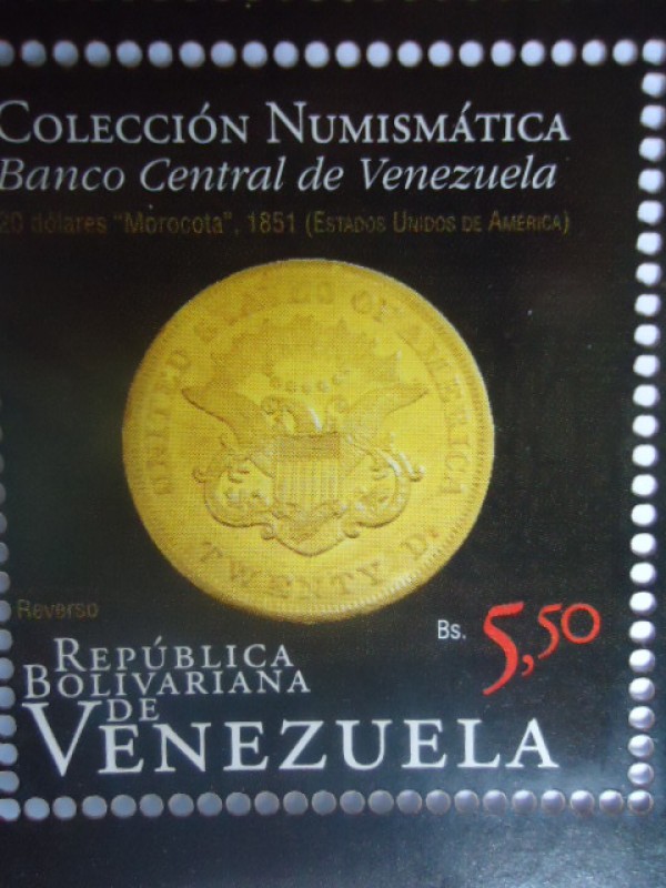 Colección Numismática.Bco.Central de Venezuela.Emisión Filatélica conmemorativa Año del Oro.(4de6)