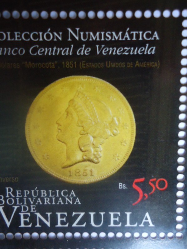 Colección Numismática Bco.de Venezuela.Emisión Filatélica conmemorativa Año del Oro (3de6)