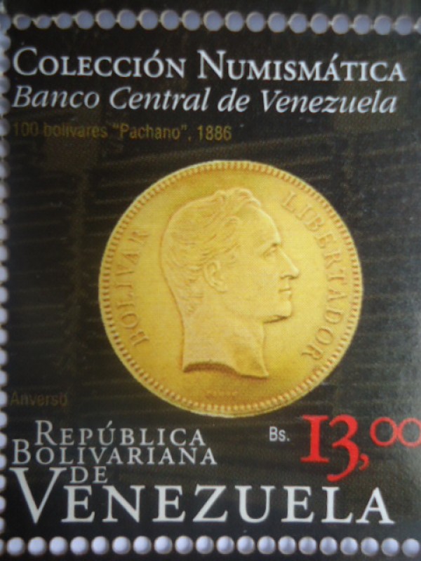 Colección Nunismática Bco. de Venezuela.Emisión Filatélica conmemorativa Año del Oro (1de6)