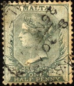 Reyna Victoria. Primer sello de Malta 1860.