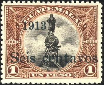 Monumento de Colón.  UPU 1902. Sobreimp. 1913