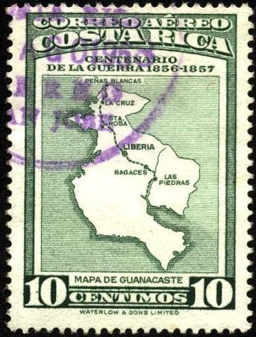 Centenario de la guerra 1856-1857 Mapa de Guanacaste.