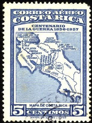 Centenario de la guerra 1856-1857 Mapa de Costa Rica.