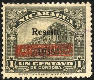 Palacio Nacional de Managua.  1914  resello 1935