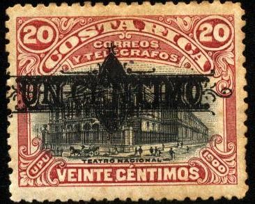 Teatro Nacional, UPU 1900. sobreimpreso.