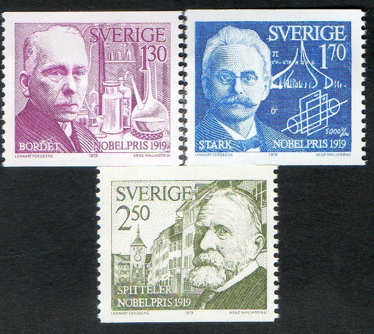 Michel 1093/5  Nobel prize winnes 1919  3 v.