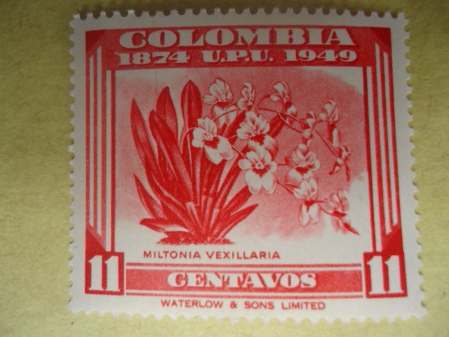 75°Aniversario de la Unión Postal Universal (Scott/443/9)-MILTONIA  VEXILLARIA - Colombia 1874 U.P.U