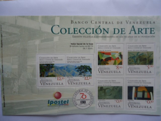 Emisión Filetélica conmemorativa 70 Aniv. 1940-2010 Banco Central de Venezuela.Colección de Arte.Ser