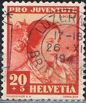 PRO JUVENTUD 1941. JOVEN DE OBWALDEN. Y&T Nº 373