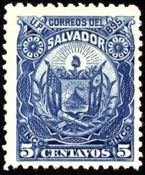 Escudo antiguo de El Salvador. UPU 1895.