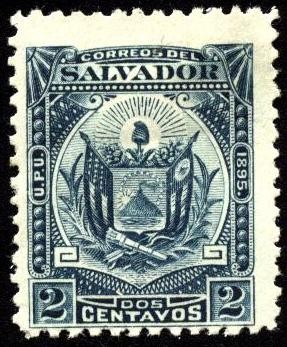 Escudo antiguo de El Salvador. UPU 1895.