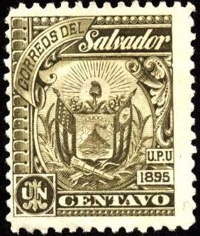 Escudo antiguo de El Salvador. UPU 1895.