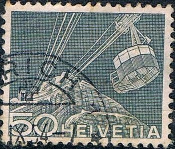TÉCNICAS Y PAISAJES 1949. TELEFÉRICO DEL SÄNTIS. Y&T Nº 490