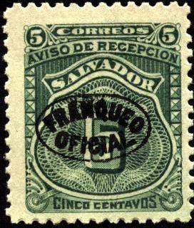 Timbre aviso de recepción. 1897.Sobreimpreso franqueo oficial.