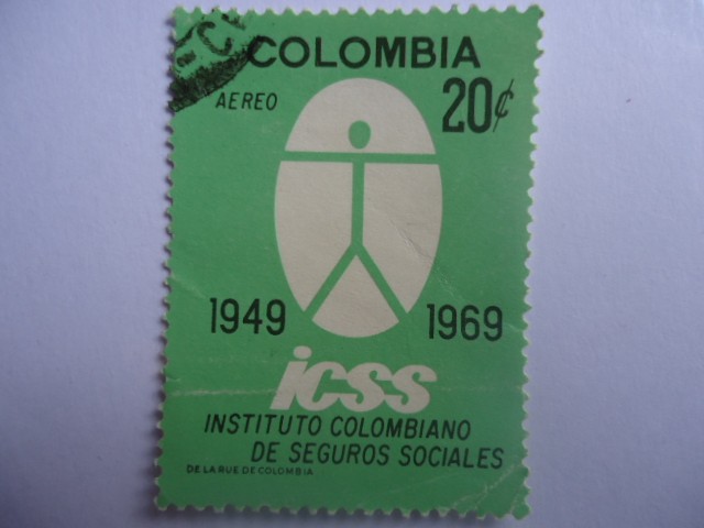  ICSS-Instituto Colombiano de Seguros Sociales - 20° Aniversario, 1949-1969 - Emblema.
