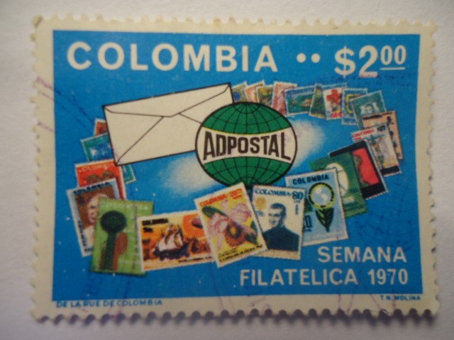 Semana Filatélica 1970 - Sobres y Sellos postales de Colombia.