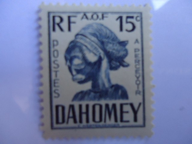 Reino de Dahomey (República de Benin)-Cabeza de Estatua-África Occidental Francesa.