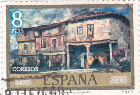 PINTURA -Casas de Botero en Lerma (Zuloaga)(G)
