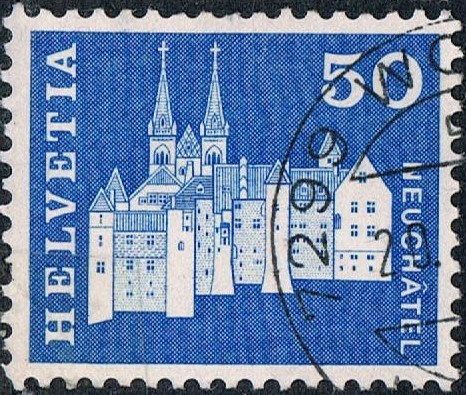 SERIE BÁSICA 1968. EDIFICIOS. CASTILLO Y COLEGIATA DE NEUCHÂTEL. Y&T Nº 820